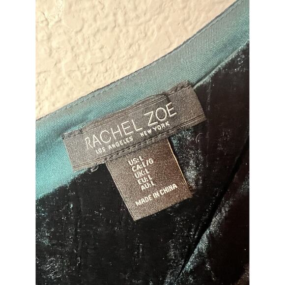 Women’s Rachel Zoe Emerald Velvet Blouse Crystal Embellished Straps Size Large - Picture 7 of 14